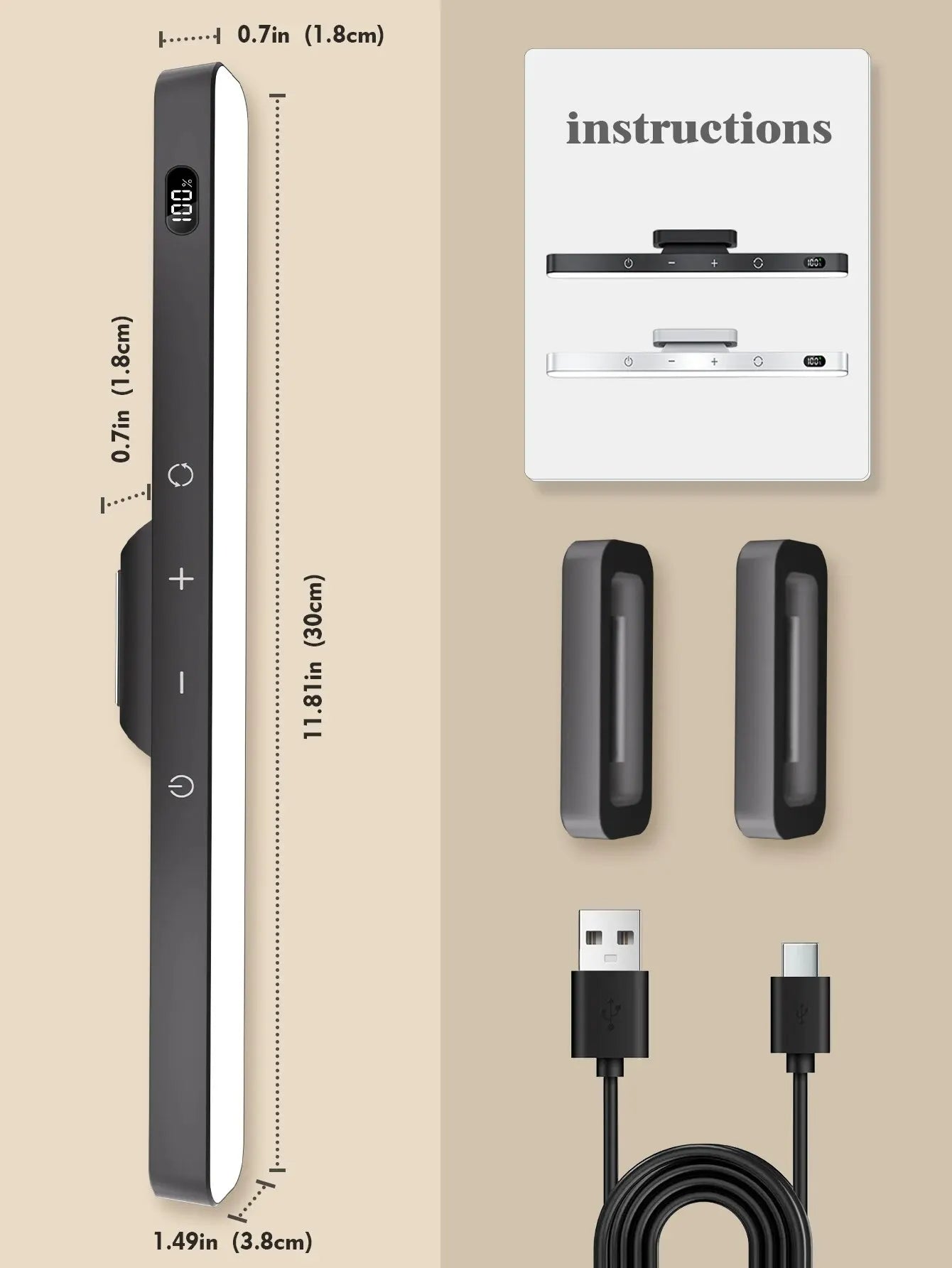 AurMagnet - LED Magnetic Strip Light with Rechargeable Battery and Remote